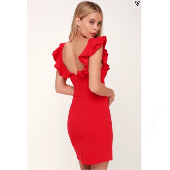 Lulu's DIVA Red SEXY Ruffled Mini Bodycon Dress - Picture 2 of 8